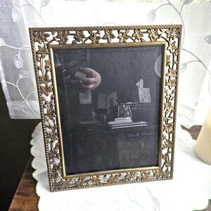 Ornate Vintage Large Gold Metal Picture Frame 8x11 Photo MCM Hollywood Regency